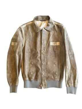 Dolce & Gabbana Brown Lamb Suede Leather Bomber Jacket Size 52 XL